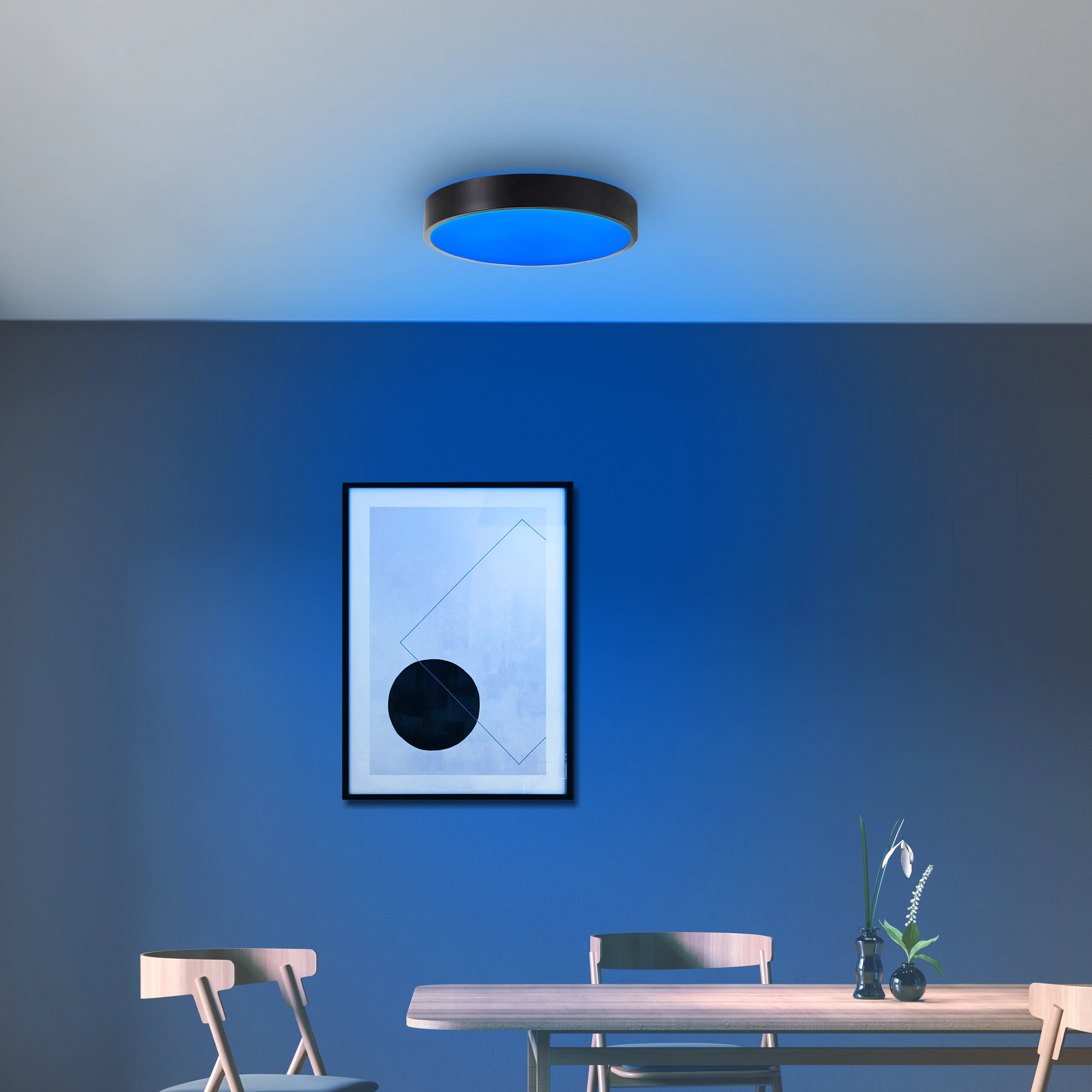 Brilliant Smarte LED-Deckenleuchte Vadin Schwarz/Weiß Ø 33 cm | Panels