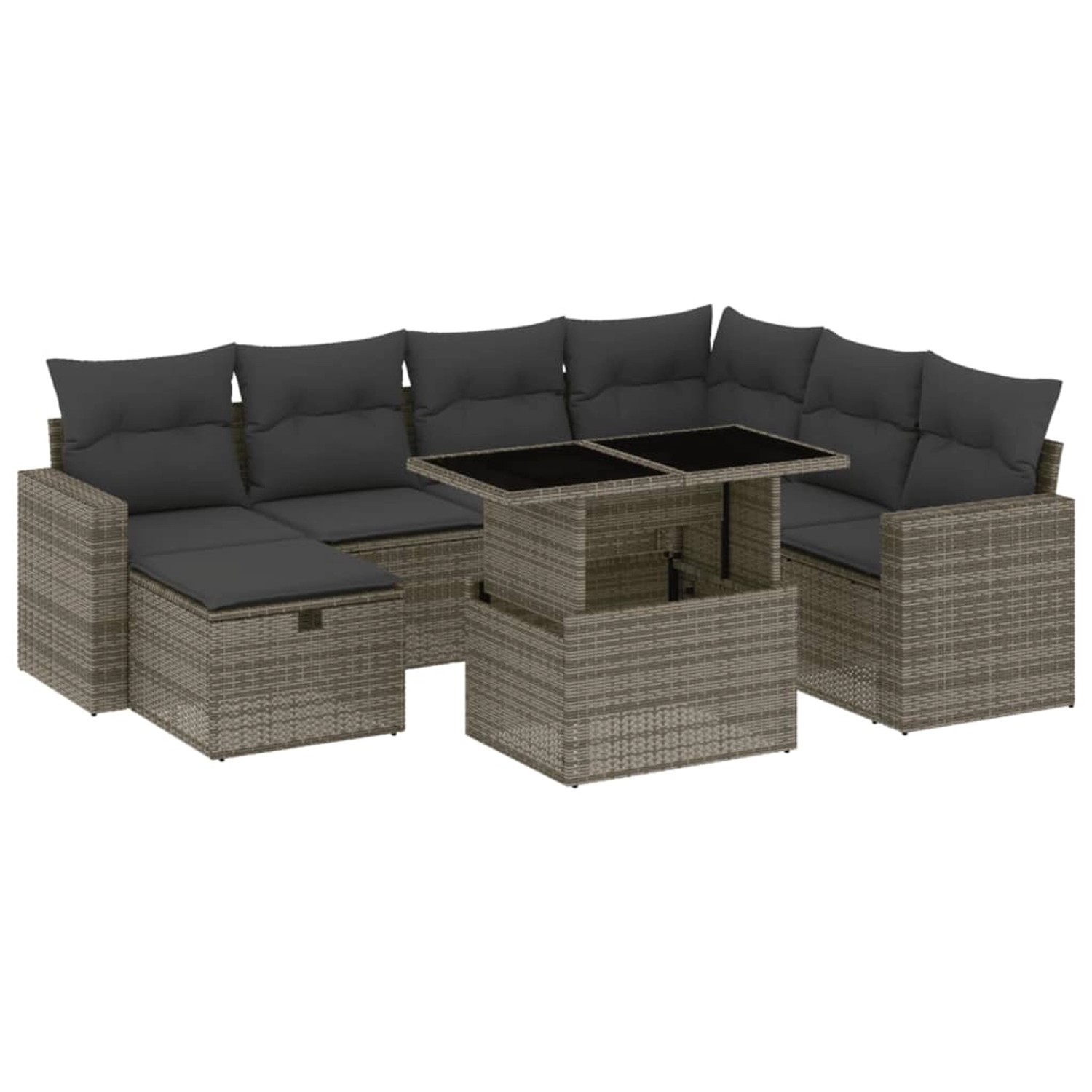 vidaXL 8-Tlg Garten-Sofagarnitur mit Kissen Grau Poly Rattan 3274840 günstig online kaufen