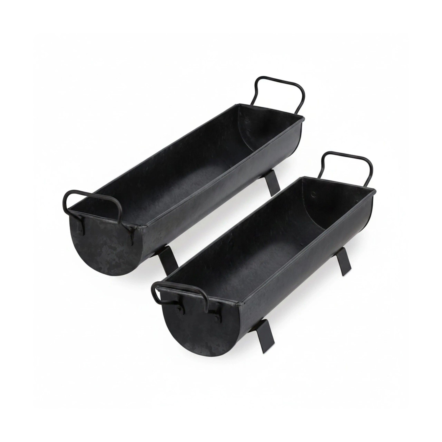 Relaxdays Blumenkasten Dachrinne Eisen Grau 2er Set 16 cm x 53 cm x 12 cm, 16,5 cm x 61 cm x 14 cm