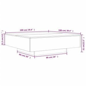 vidaXL Couchtisch, Betongrau, 100x100x31 cm, Holzwerkstoff, Maßeinteilung