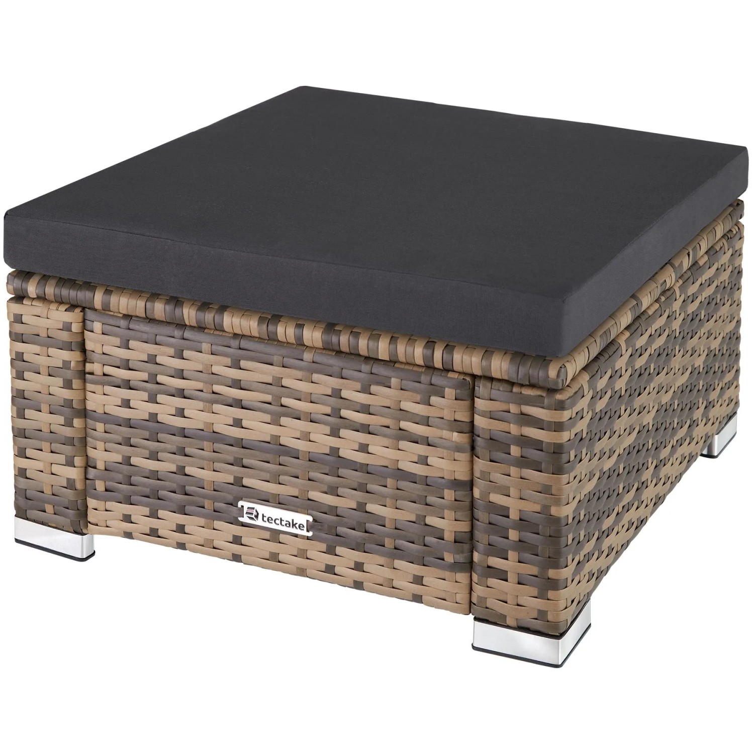 Tectake Rattan Sitzhocker Bitonto Widerstandsfähig Uv Beständig  53 x 53 x 26 cm Natur