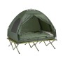 Grünes 4in1-Feldbett-Zelt mit Campingliege für 2 Personen. Ideal für Outdoor-Abenteuer.