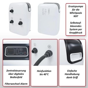 MCW Pumpe für Whirlpool N97, Zubehör mit Heizfunktion, 52x35x23cm.