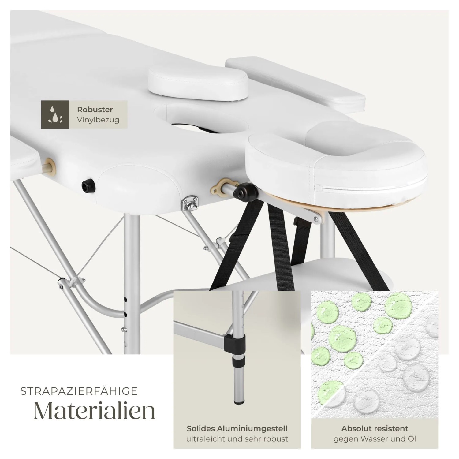 Tectake 2 Zonen Massageliege Breite 60 cm Polsterung 4 cm Inklusive Tragetasche 205 x 60 x 89 cm Weiß_8