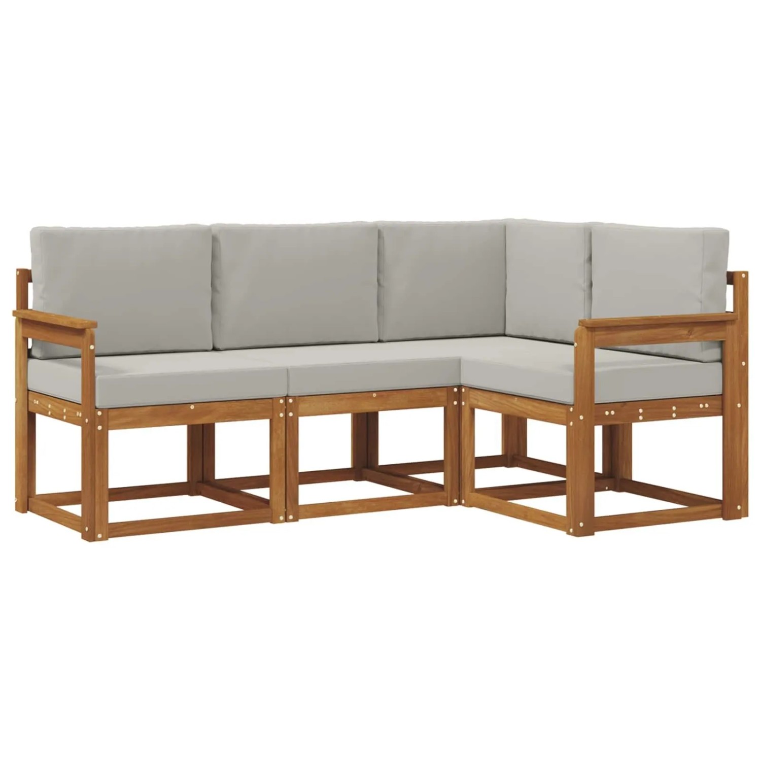 vidaXL Outdoor-Sofagarnitur mit Kissen 4 Stk Natur und Hellgrau 3366314
