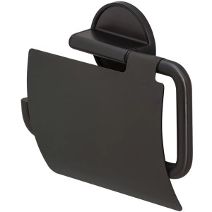 Tiger Toilettenpapierhalter Tune, gebürstet-schwarz, mit Deckel aus Metall.