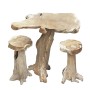 DELUKE Bartisch-Set JOEL aus Teakholz, naturbelassene Baumstamm-Optik, bestehend aus Tisch und zwei Hockern.