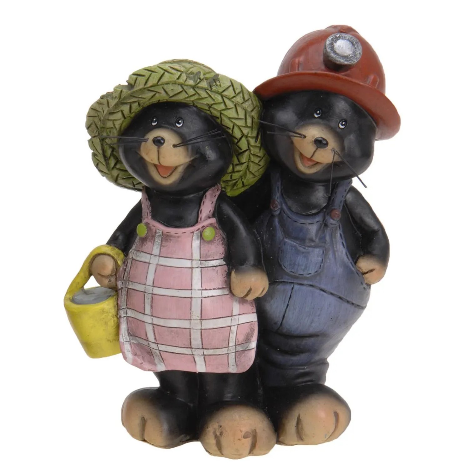 Lustige Maulwurf Deko-Figur (14 cm) als Paar, ideal für die Gartendekoration.