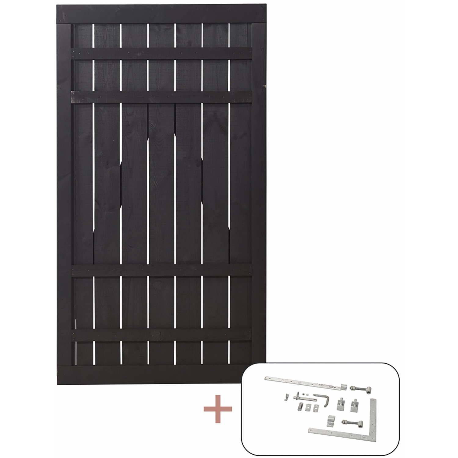 Einzeltor Rustik Nadelholz Schwarz 100 cm x 180 cm günstig online kaufen