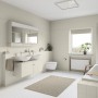 Badezimmer in Treibholz-Optik mit Alpina Wandfarbe Bad & Küche. Helle, freundliche Gestaltung.