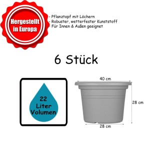 BigDean 6x Blumentopf 40 cm Terrakotta Kunststoff Pflanztopf 40 x 28 cm