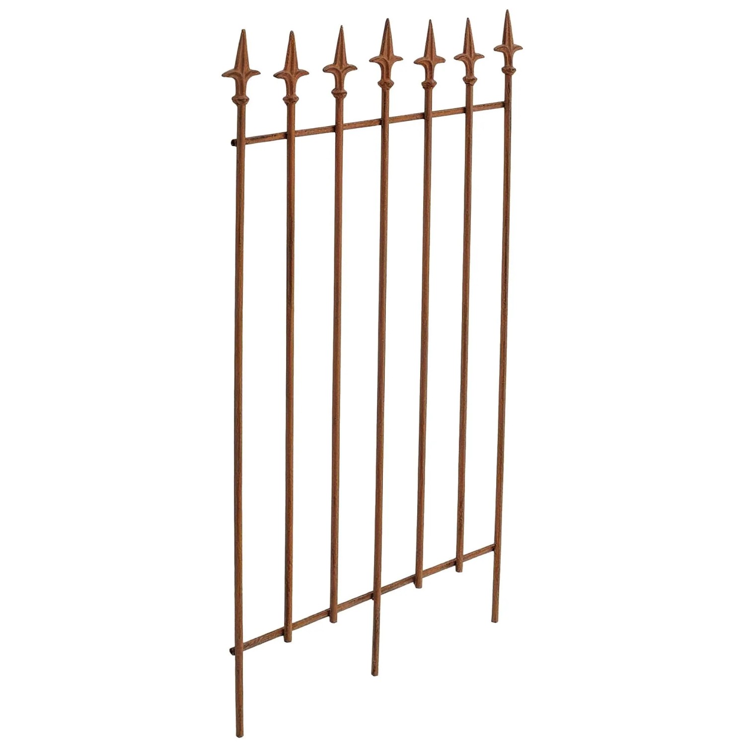 DELUKE Rankgitter FREYA aus antik-braunem Metall mit Zierspitzen. Robuste Rankhilfe für Kletterpflanzen und Gartendekoration.
