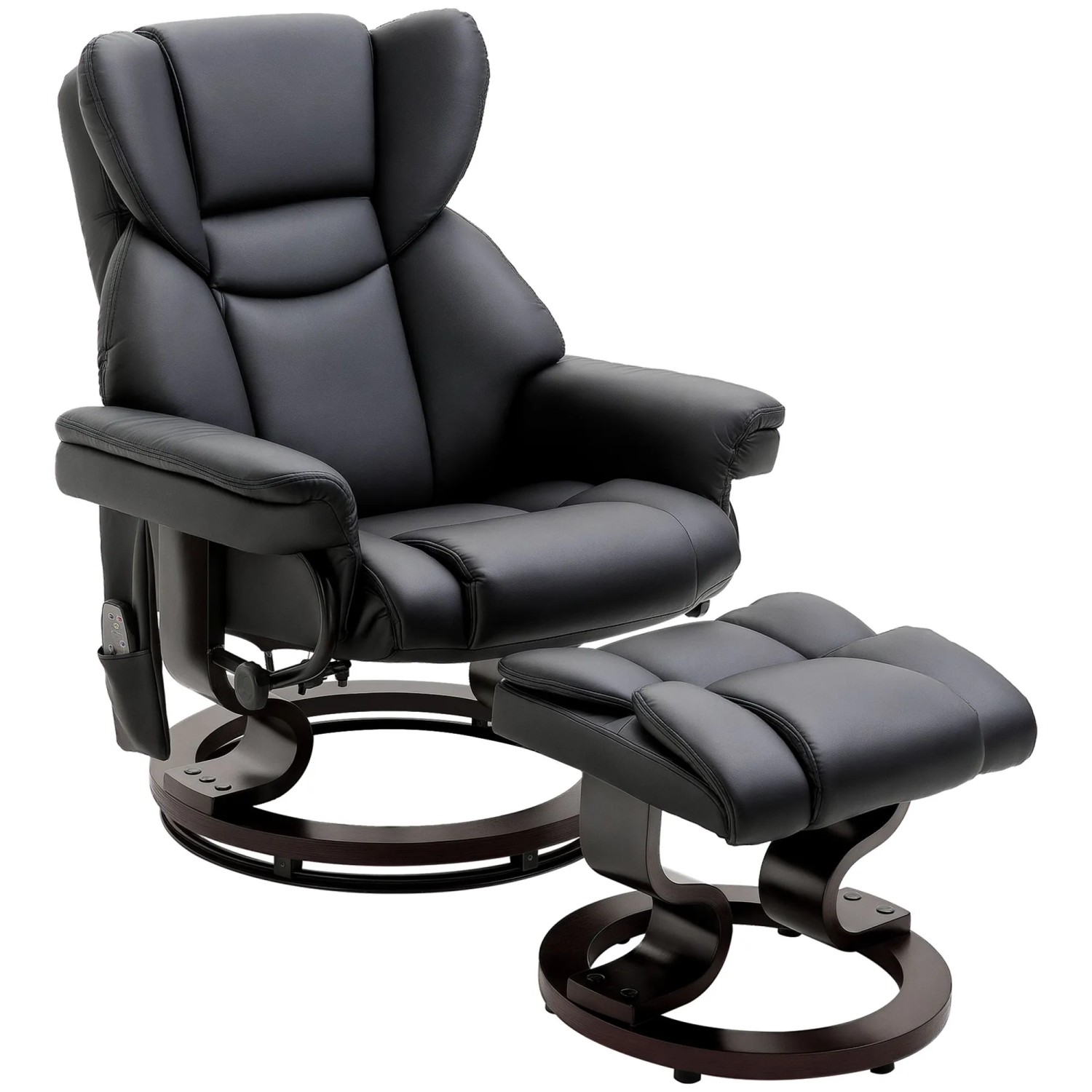 HOMCOM Massagesessel mit Liegefunktion Kunstleder Schwarz 79 x 82 x 101 cm