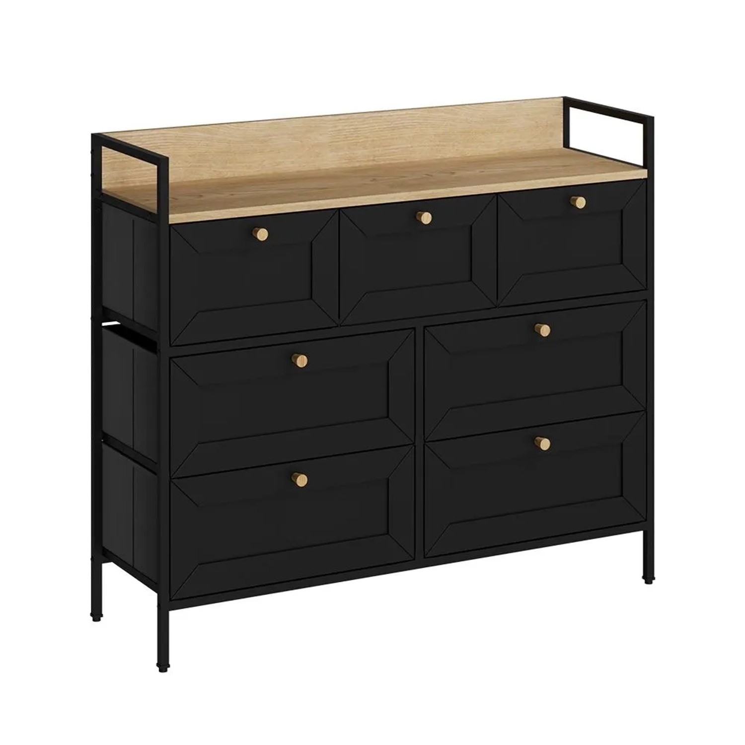Vicco Kommode Belaro Schwarz 98 x 85 mit 7 Schubladen Art Nr 51898