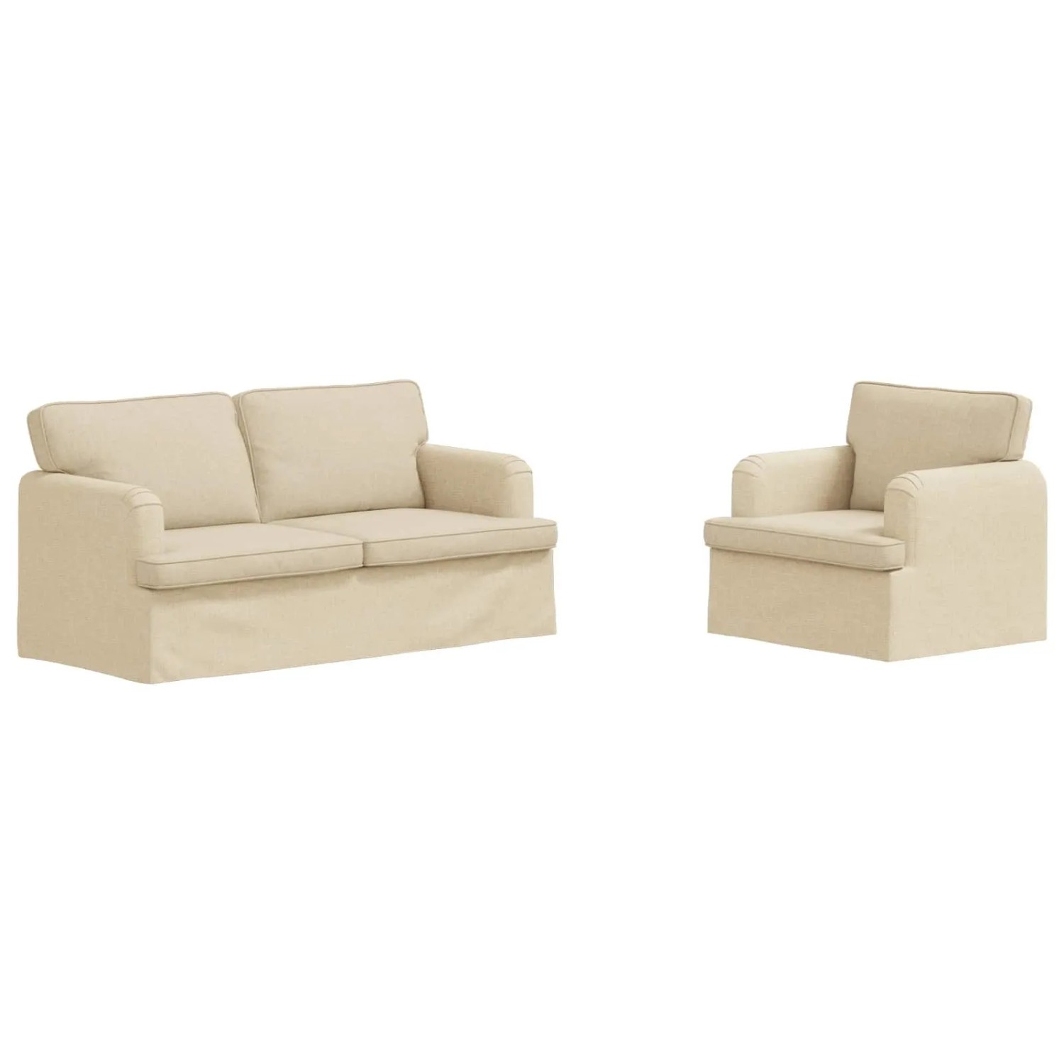 vidaXL Sofa 2-Tlg Creme 162 x 80 x 85 cm Stoff 3407565