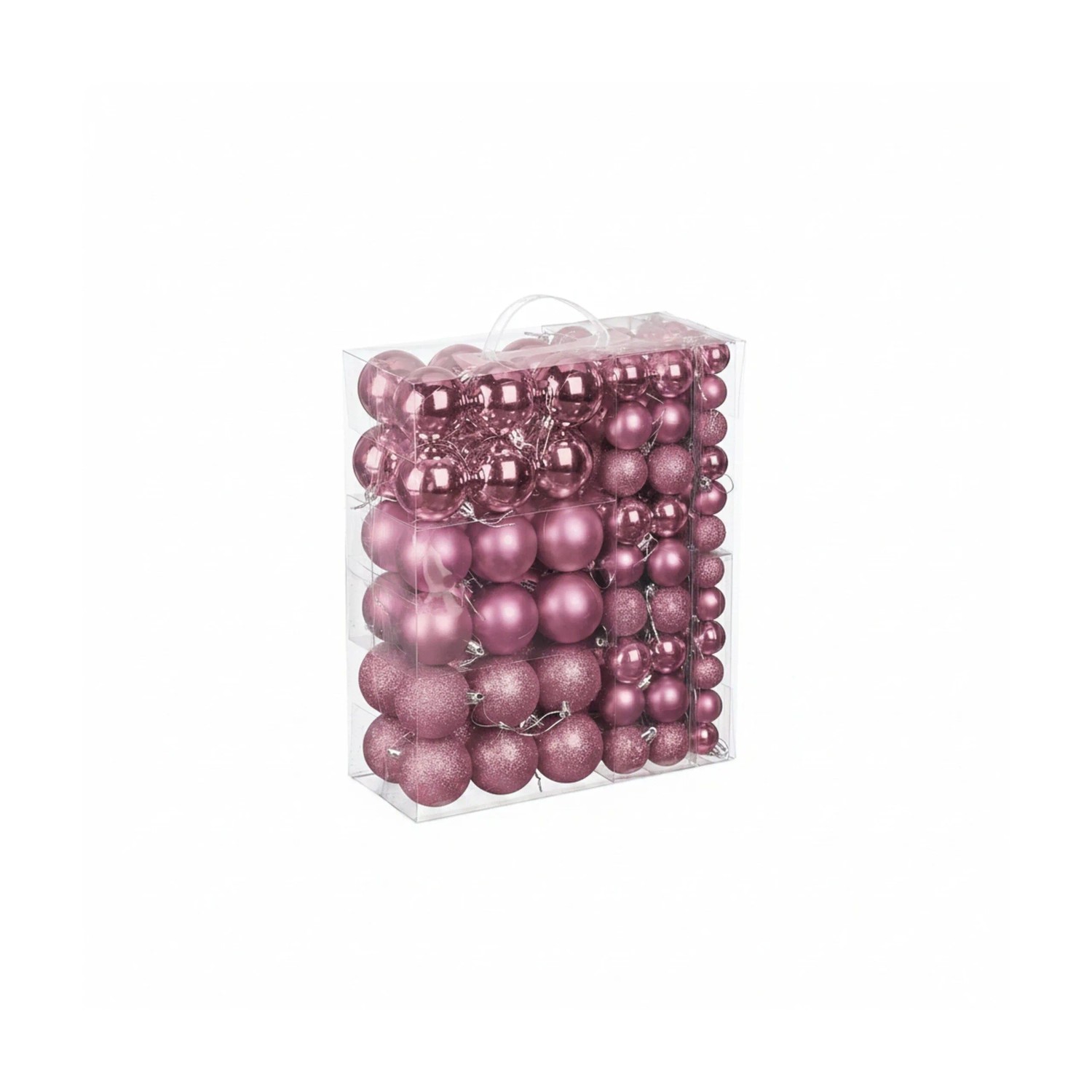 Relaxdays Weihnachtskugeln 138er Set Kunststoff Rosa Bruchsicher Glitzernd Matt Glänzend 4 cm x 3 cm 5 cm x 4 cm 7 cm x 6 cm 0,8 kg