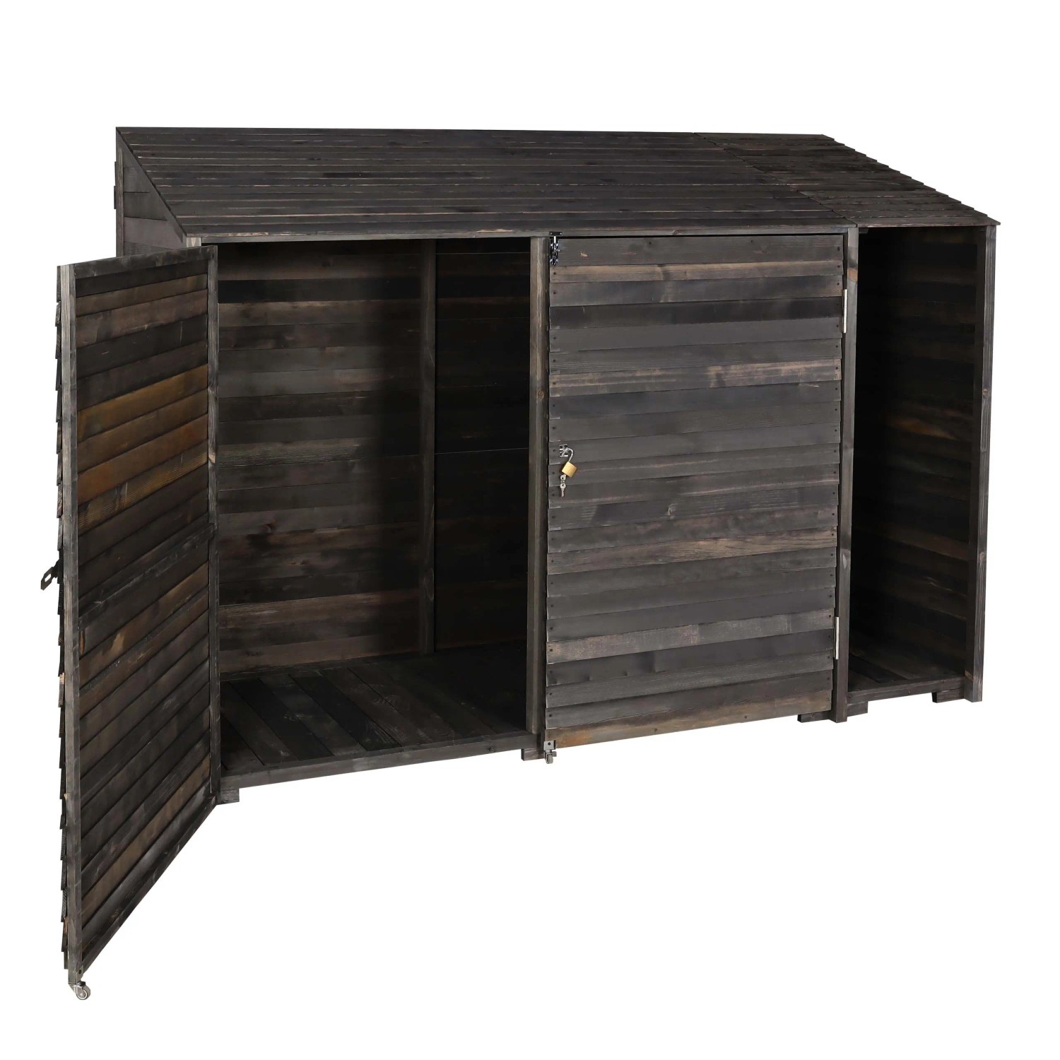 MCW Geräteschuppen J75 Holz Gebeizt 180x250x93cm Anthrazit-Grau