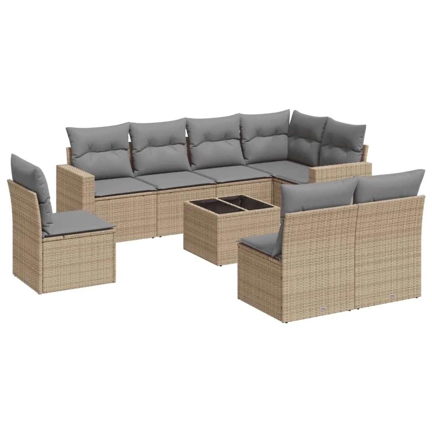 vidaXL 9-Tlg Garten-Sofagarnitur mit Kissen Beige Poly Rattan 3251416 günstig online kaufen