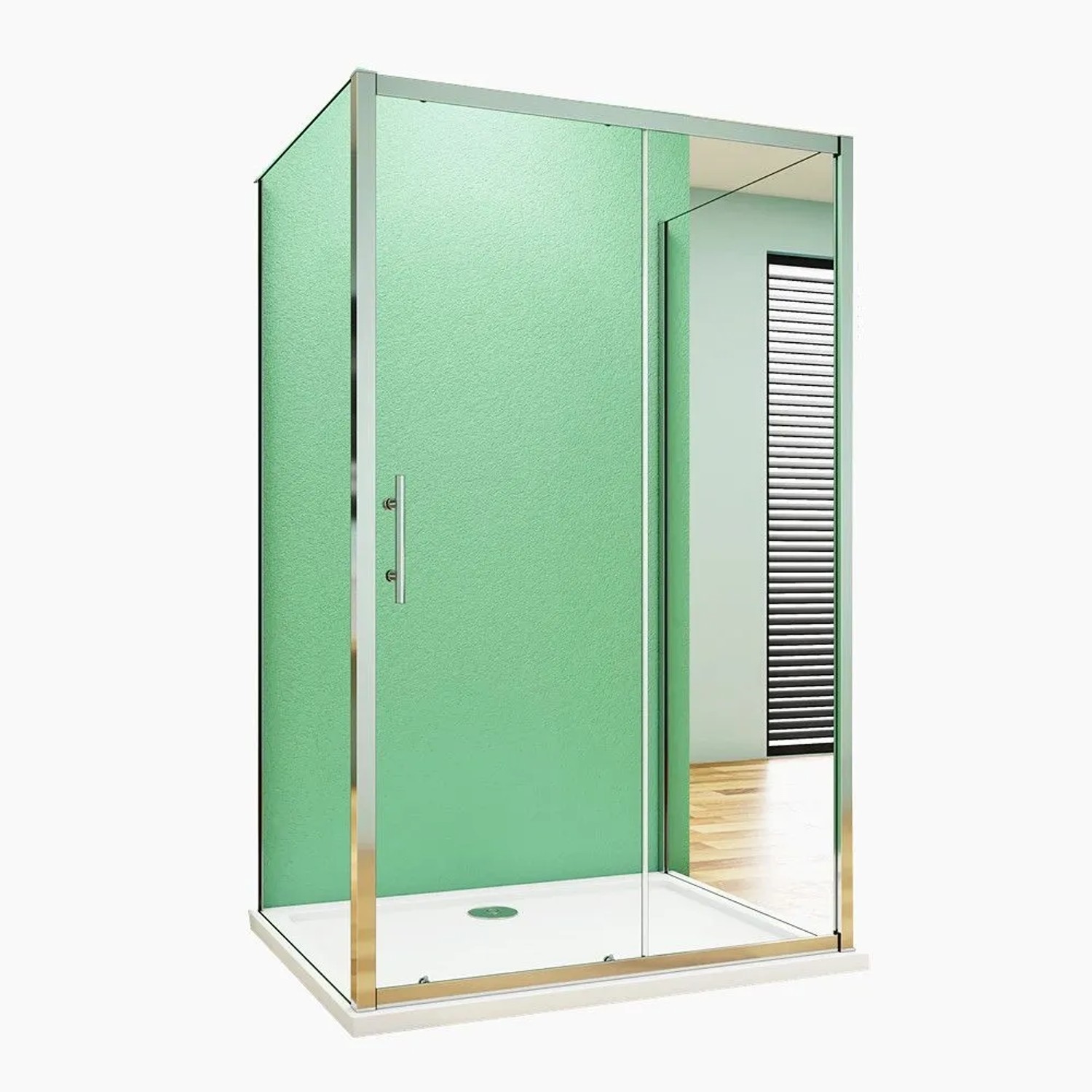 Duschparadies U Duschkabine 110 x 70 x 70 x 190cm U-Kabine Schiebetür Mit Seitenwand 5mm ESG Sicherheitsklarglas Dusche Duschabtrennung Verchromt
