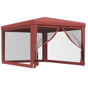 Rotes vidaXL Partyzelt 3x4 m mit Mesh-Seitenwänden für Garten & Feiern.