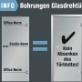 Info zu Bohrungen für Glasdrehtüren mit Office- und Studio-Norm, kein Absenken des Türblattes.