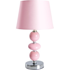 Rosa Näve Tischleuchte Araga, Keramik, ca. 36 cm hoch. Design-Tischlampe mit Stoffschirm.