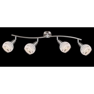 Globo LED-Spot Elliott mit 4 satinierten Glaslampen in Nickel matt für die Deckenmontage.