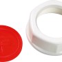 Verschlusskappe für Siphon 33,3 mm (G 1) aus Kunststoff, rot und weiß.
