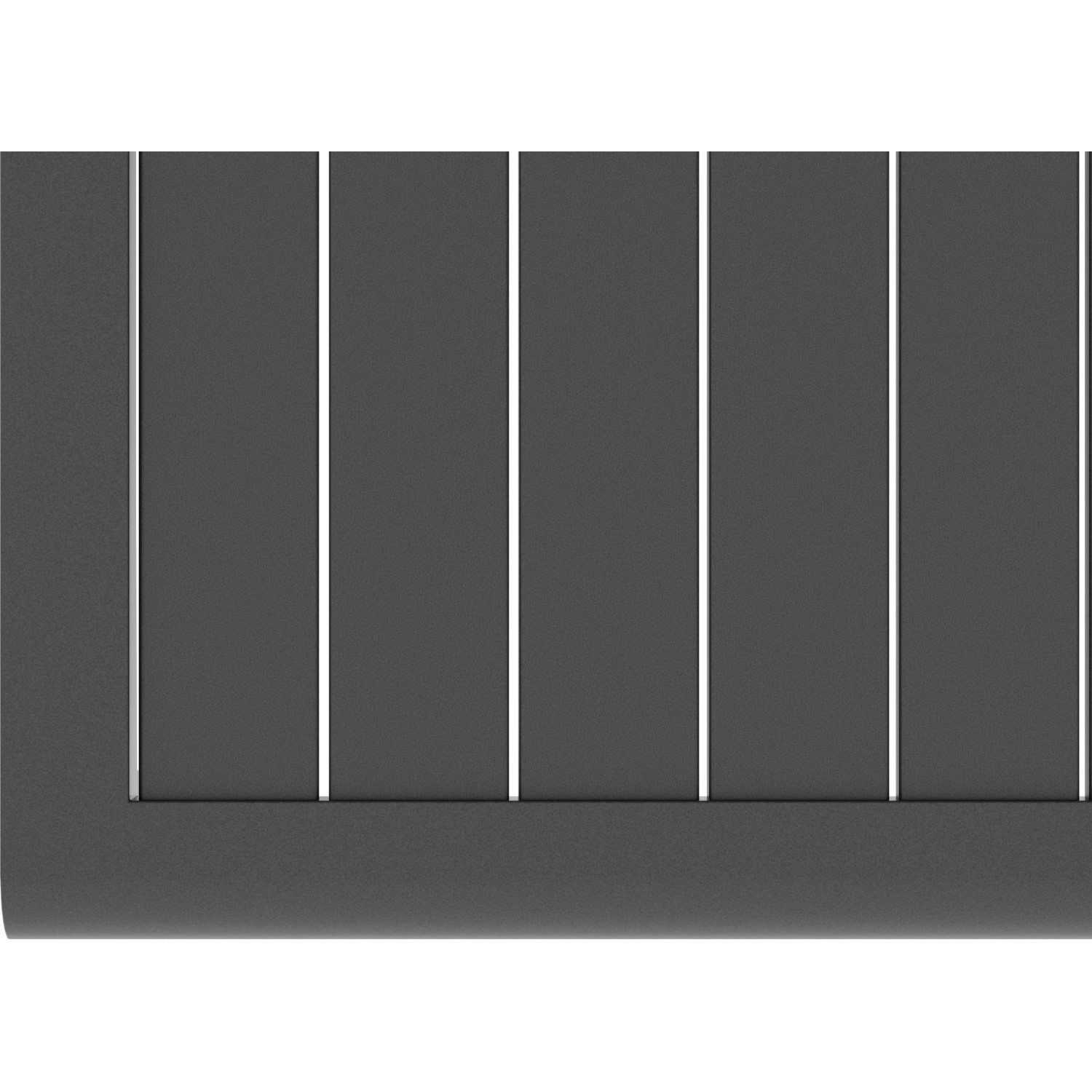 Detailansicht des anthrazitfarbenen Aluminium-Tisches der Tamworth Essgruppe.