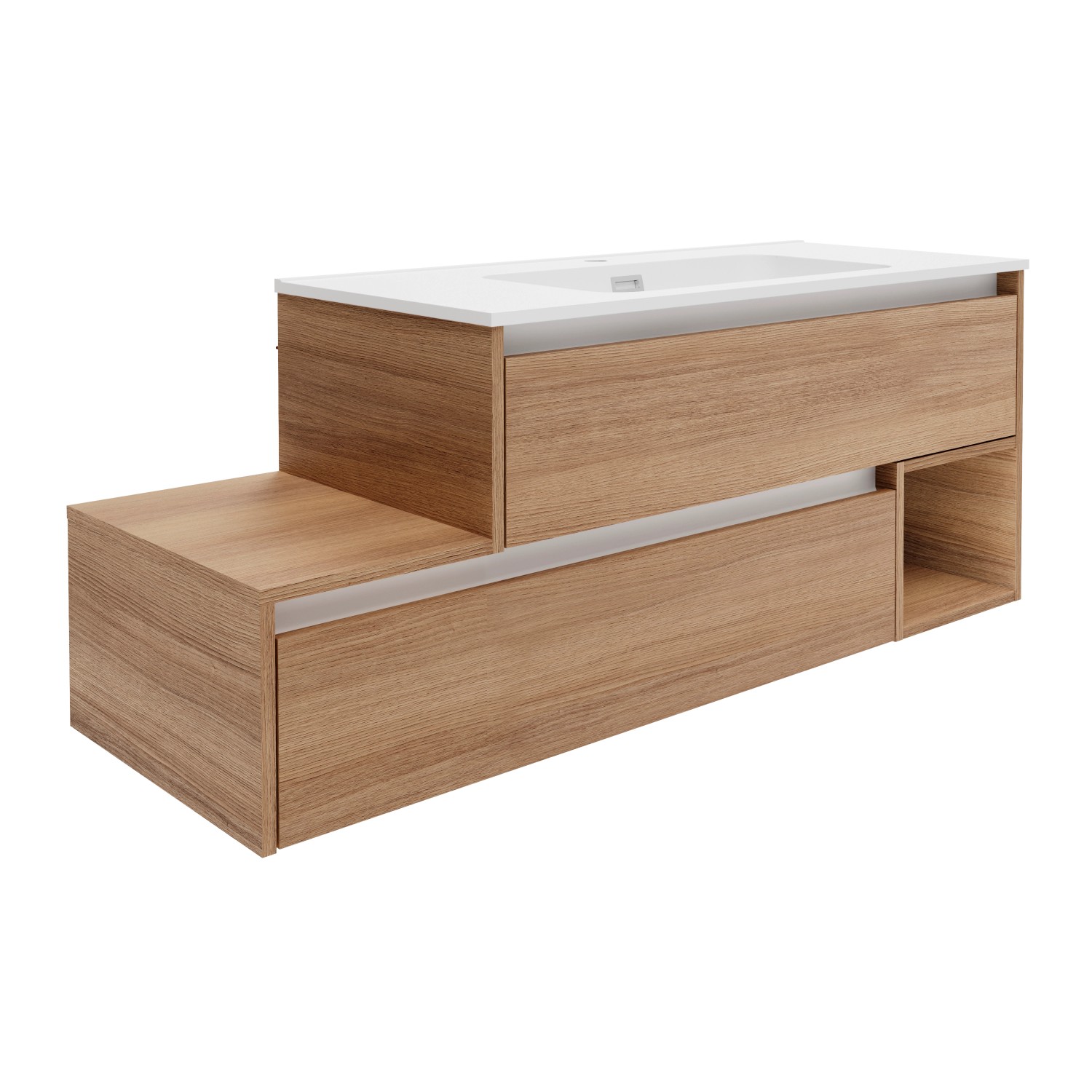 Fackelmann Waschbeckenunterschrank rechts Vita 128,5 cm x 50 cm x 46 cm Oak günstig online kaufen