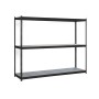 Anthrazitfarbenes PROREGAL Schwerlastregal Metal Beast mit 3 Ebenen, 150x150x45 cm.