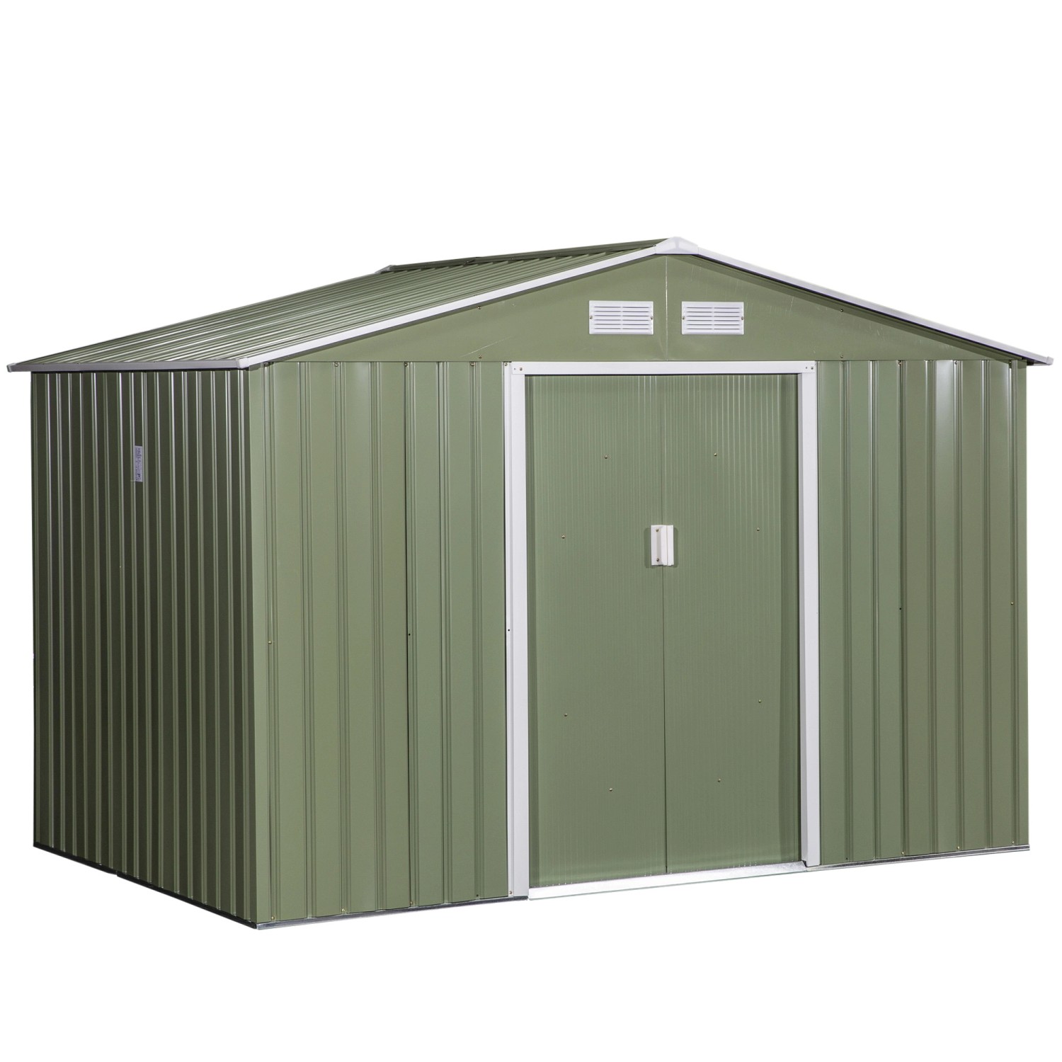Outsunny Gerätehaus mit Bodenrahmen Hellgrün 277 x 195 x 192 cm günstig online kaufen