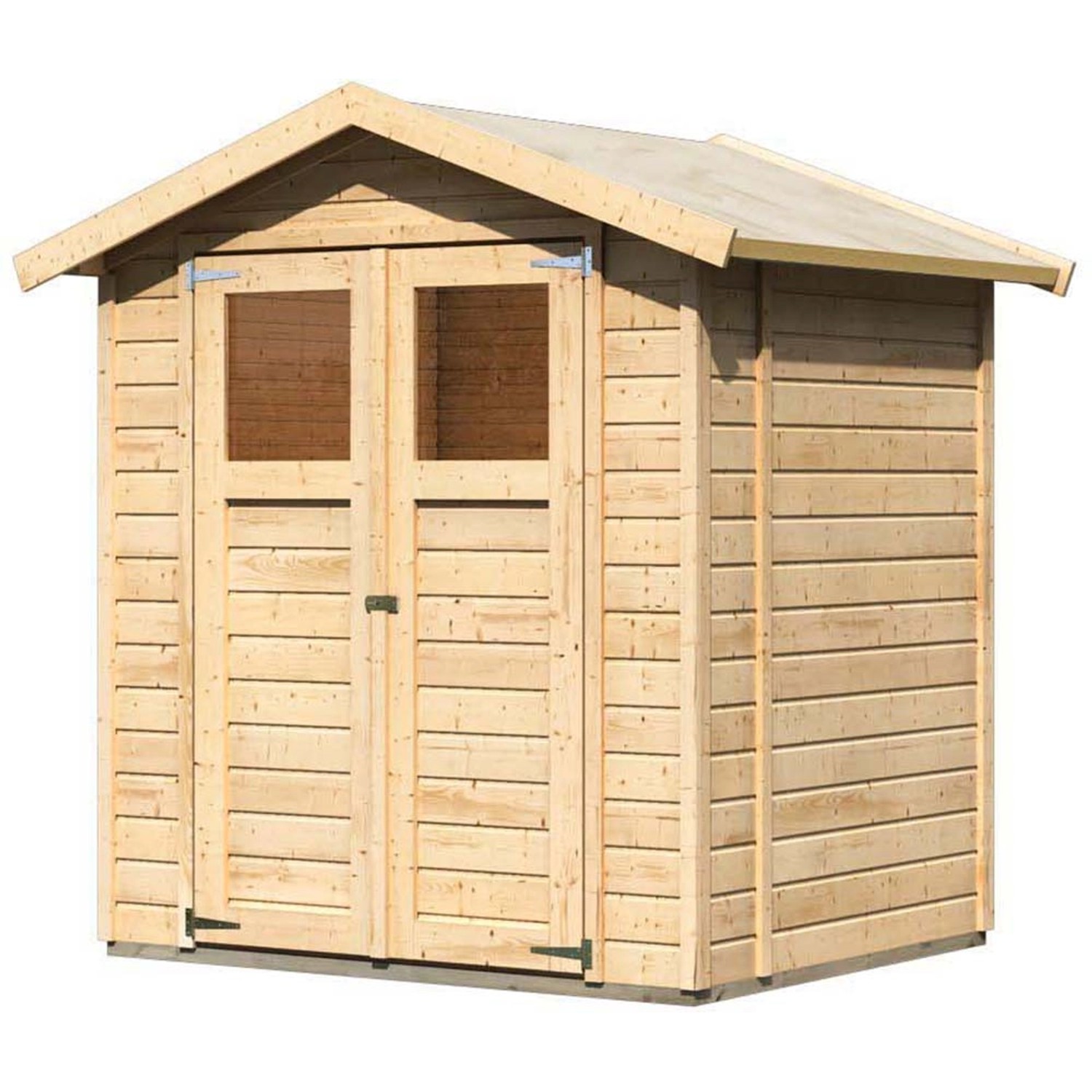 Unbehandeltes Karibu Holz-Gartenhaus Östersund mit Satteldach, 177x149 cm.