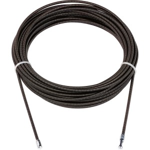 Schwarze Metall-Einziehspirale, 10 m, zum Durchziehen von Kabeln in Leerrohren.