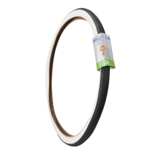 Fischer Fahrradreifen, 26 Zoll, schwarz-weiß, pannensicher für Straße.