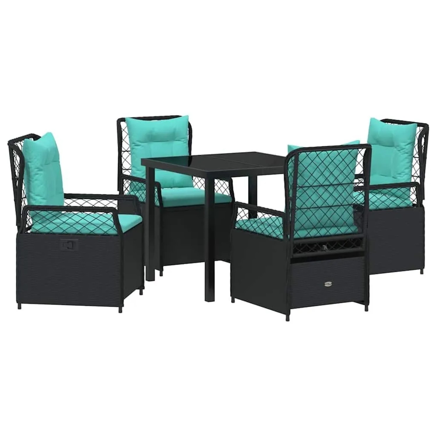 vidaXL Garten Essgruppe 5-Tlg Schwarz Poly-Rattan 3381059 günstig online kaufen