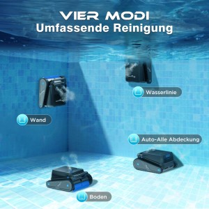 EVERCROSS BOT U8 Poolroboter im Einsatz: Boden-, Wand- und Wasserlinienreinigung im Schwimmbecken.