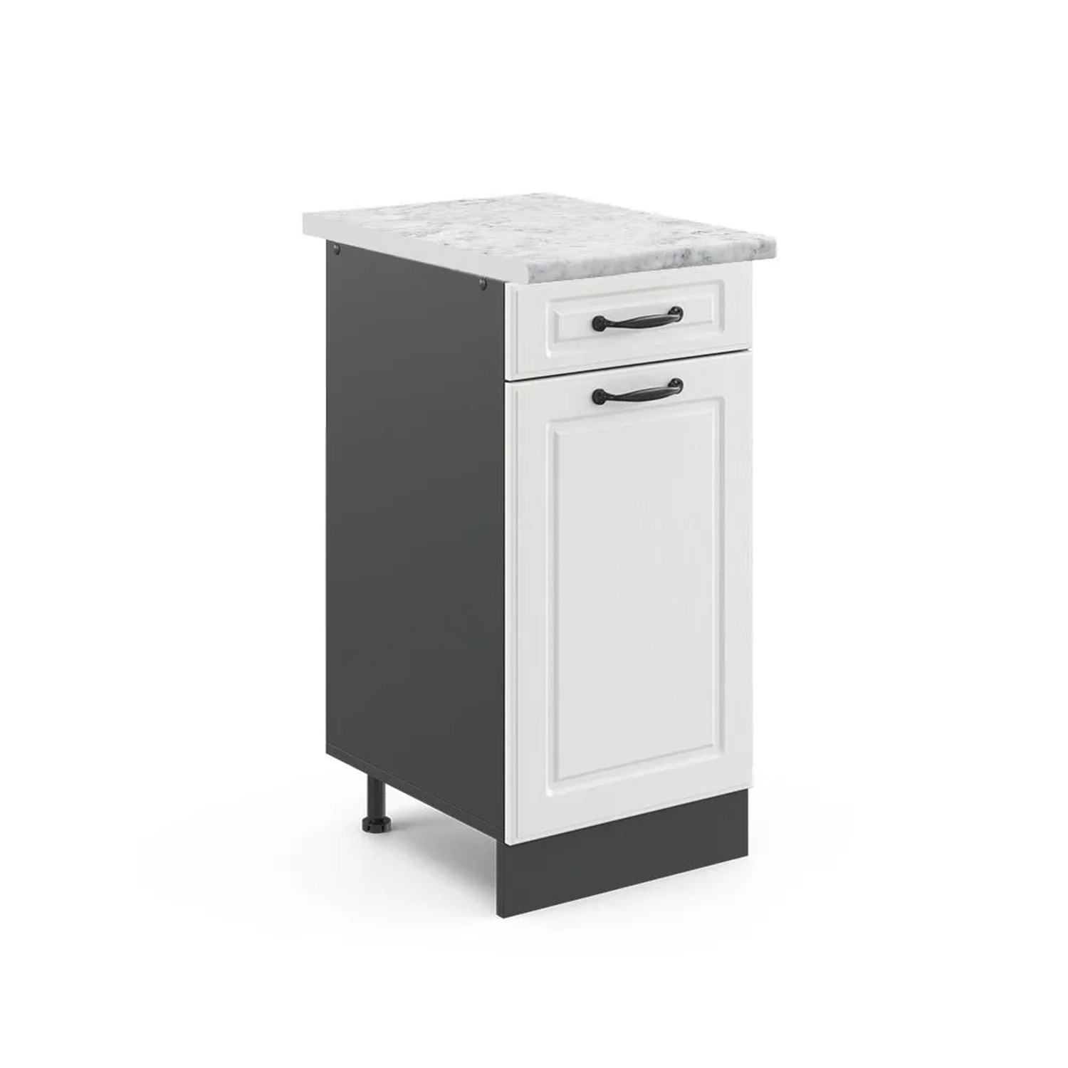 Vicco Küchenunterschrank R-Line Weiß Landhaus Anthrazit 40 cm AP Marmor