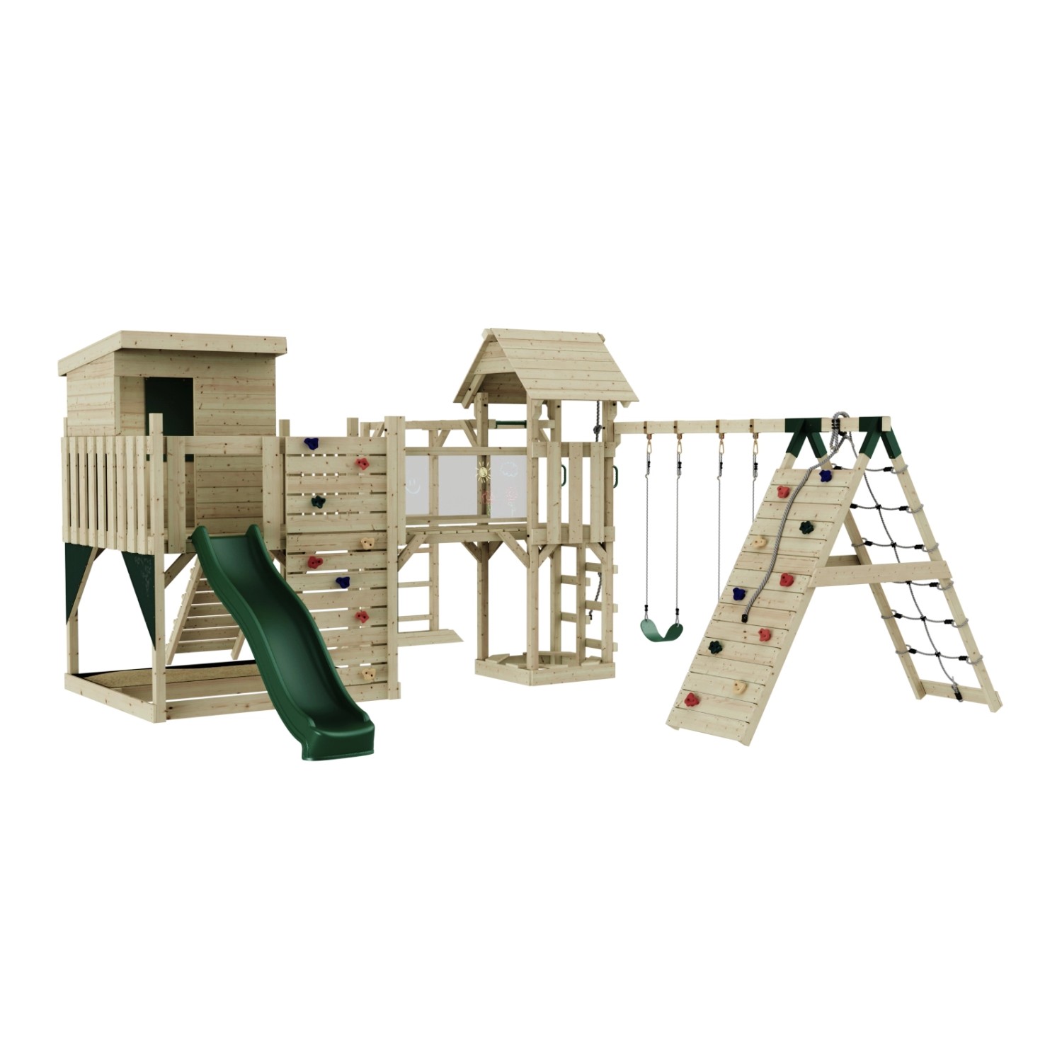 OutdoorToys Spielturm Lars mit Kinderschaukel Dunkelgrün günstig online kaufen