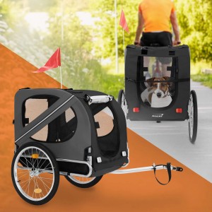 Hauki Hundeanhänger/Buggy 2in1, schwarz-grau, klappbar, bis 40kg. Ideal für Radausflüge mit Hund.