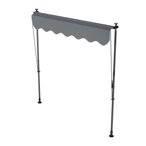 Graue Juskys Klemmmarkise Kapstadt 200x120 cm, ideal für Balkon & Terrasse, ohne Bohren montierbar.