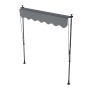 Graue Juskys Klemmmarkise Kapstadt 200x120 cm, ideal für Balkon & Terrasse, ohne Bohren montierbar.