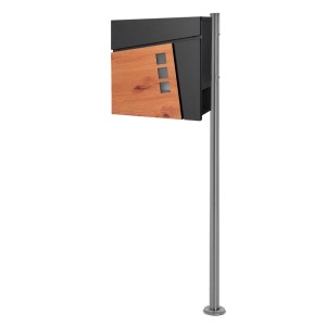 ML-Design Standbriefkasten mit Zeitungsfach und Edelstahl-Pfosten (120cm).