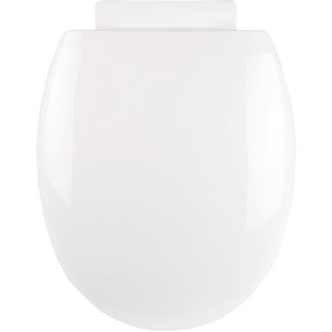 Weißer WC-Sitz Dora mit Absenkautomatik aus Thermoplast, Draufsicht.