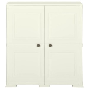 vidaXL Kunststoffschrank in Vanilleeis-Optik mit Holzdesign, 79x43x85,5 cm. Ideal für Büro und Zuhause.