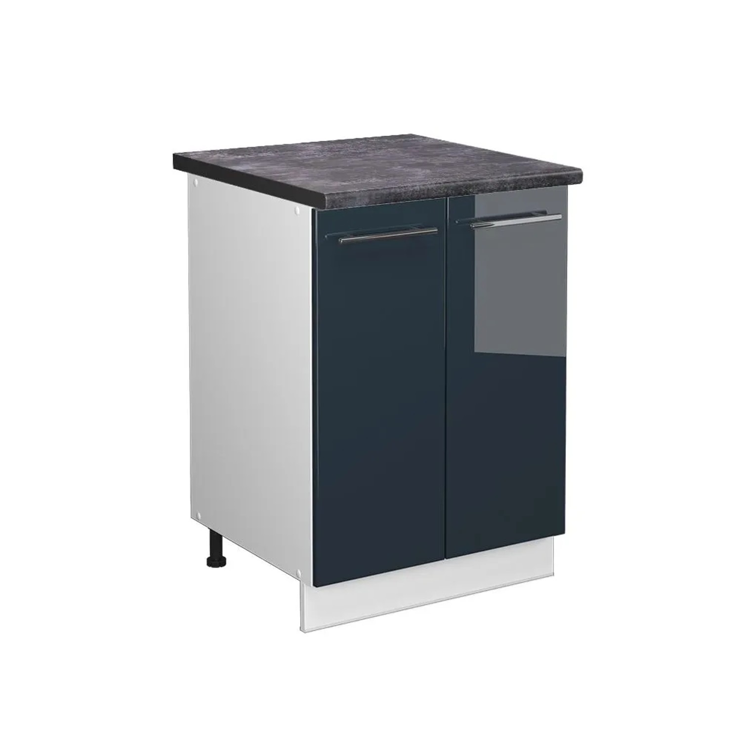 Vicco Küchenunterschrank Fame-Line DunkelBlau Hochglanz Weiß 60 cm AP Anthrazit
