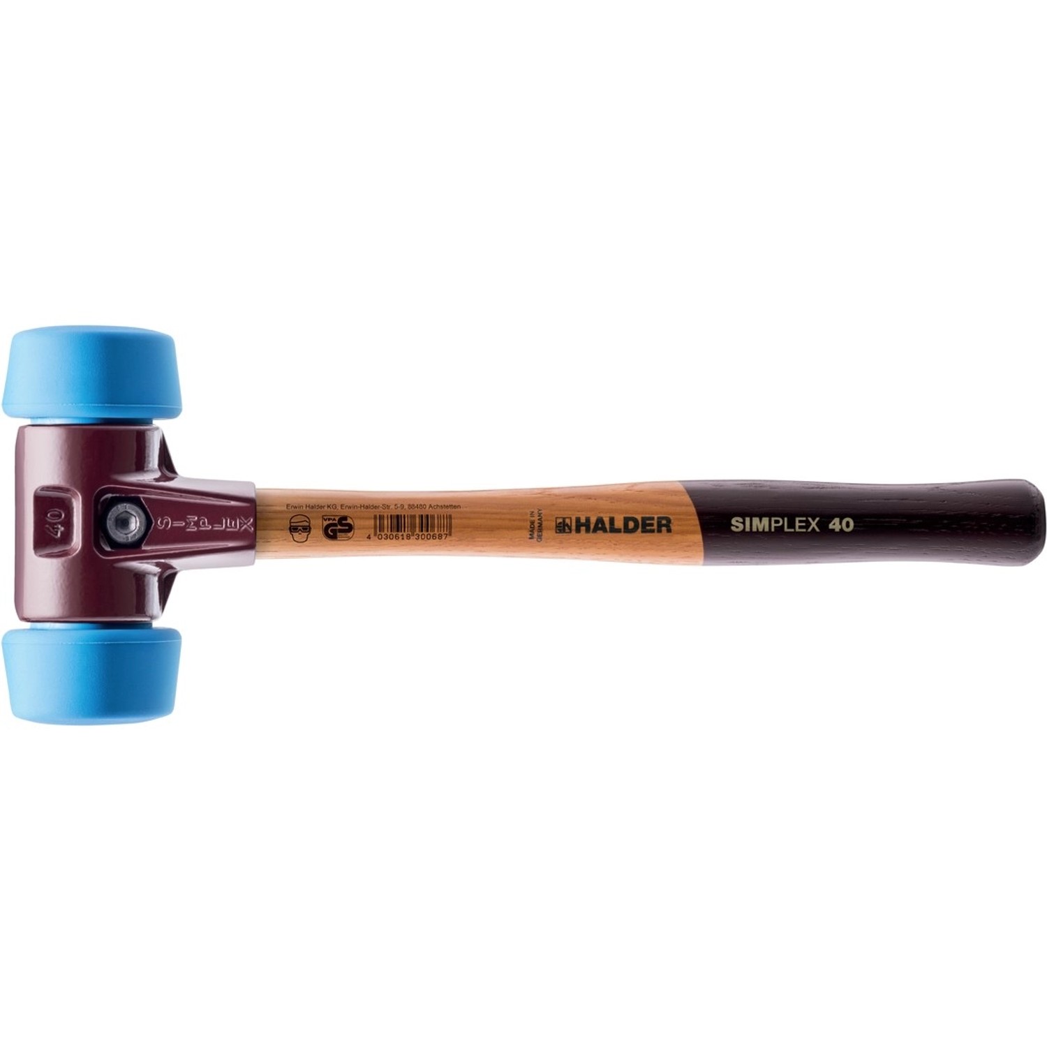 Halder Simplex Schonhammer Ø 50 40 mm TPE-soft Blau mit Tempergussgehäuse günstig online kaufen
