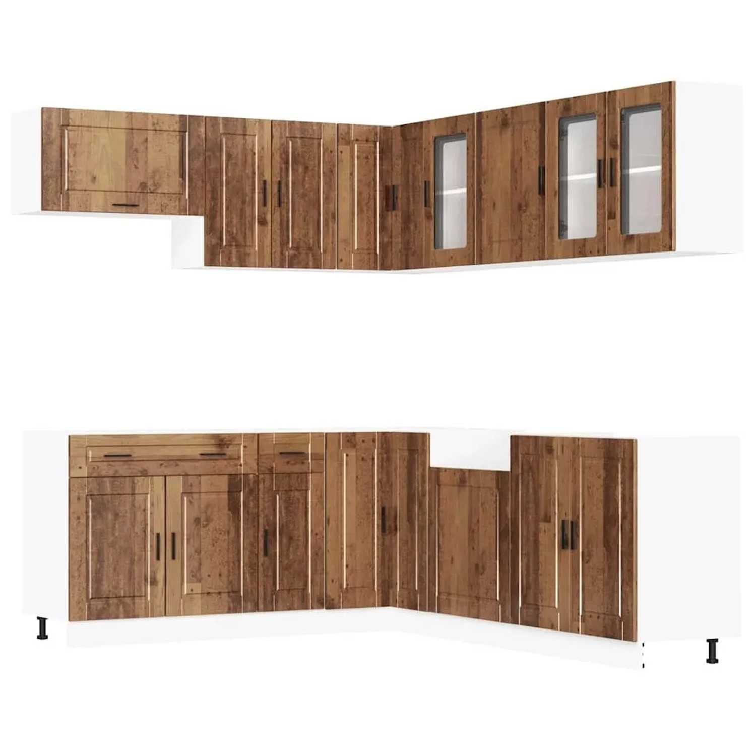 vidaXL 11 Tlg Küchenschrank-Set Porto Altholz-Optik Holzwerkstoff 3314939