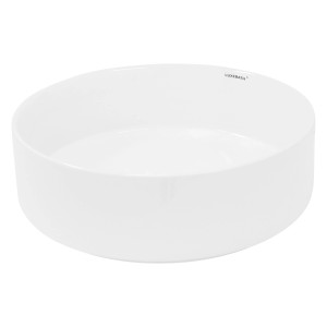 Rundes, weißes ECD Germany Design Handwaschbecken aus Keramik, 355x120 mm.