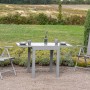 Merxx Amalfi Gartenmöbel-Set, 3-teilig, mit Klappsesseln und ausziehbarem Tisch in Diamantbraun.